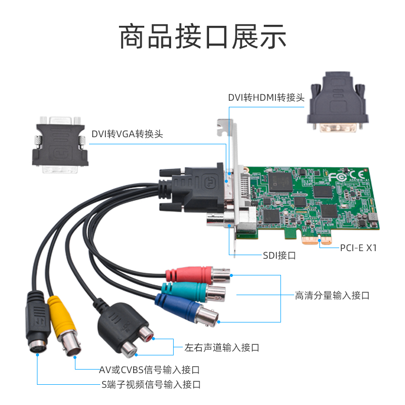 JS3325 高清PCIE内置SDI/DVI/HDMI/VGA/CVBS采集卡 class=